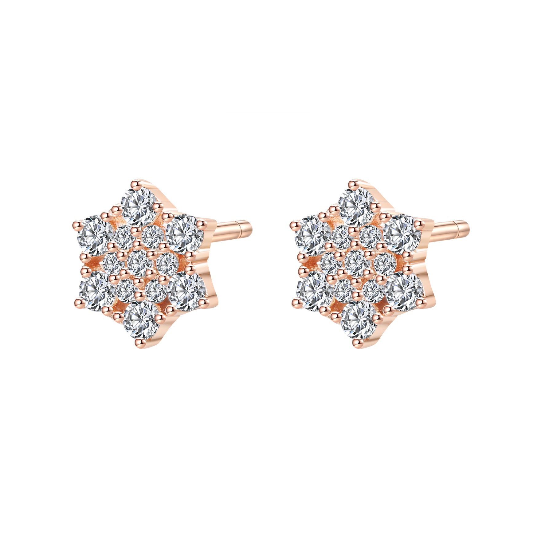 Pendientes Botón Flor de Circonitas en Plata de Ley